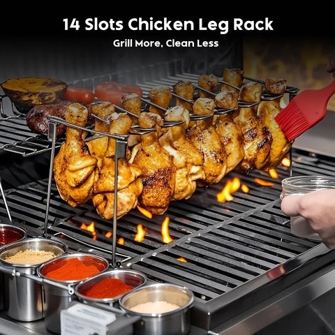 auisea Chicken Leg Rack folded for compact storage, ideal for camping