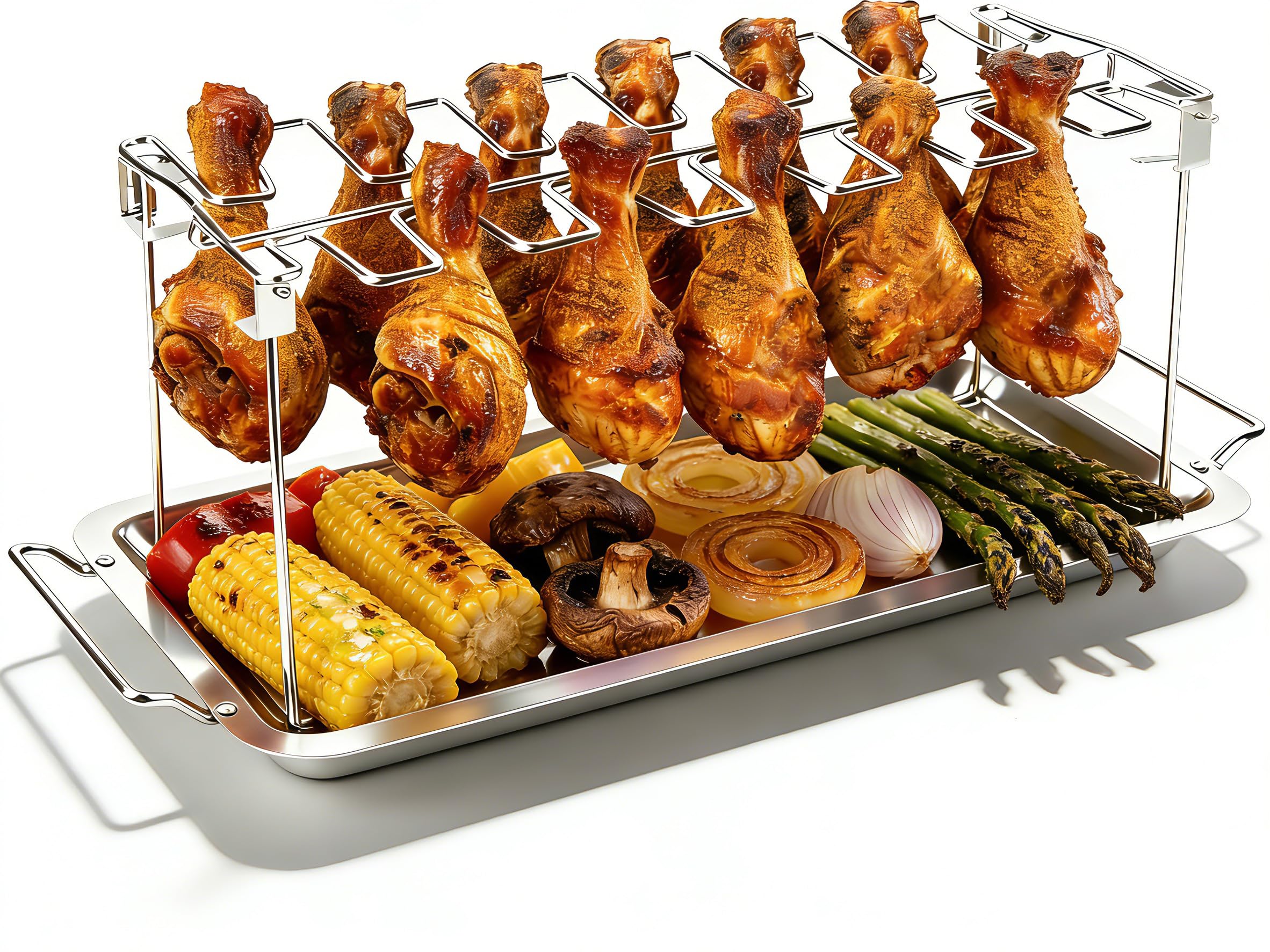 auisea large chicken leg rack with 14 slots for even grilling
