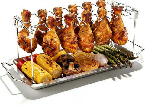 auisea large chicken leg rack with 14 slots for even grilling