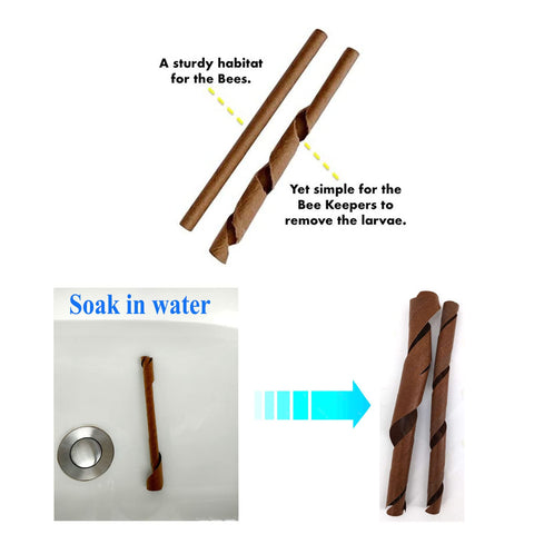 AukBeeFun cardboard mason bee tubes with open ends for simple cleaning and replacement