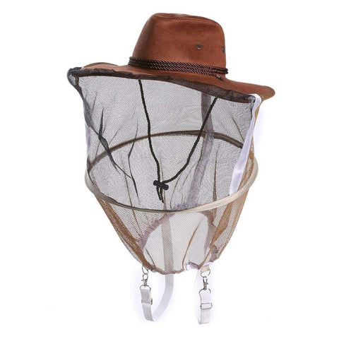 AukBeeFun cowboy-beekeeping-hat-veil-front offers clear visibility while hive work