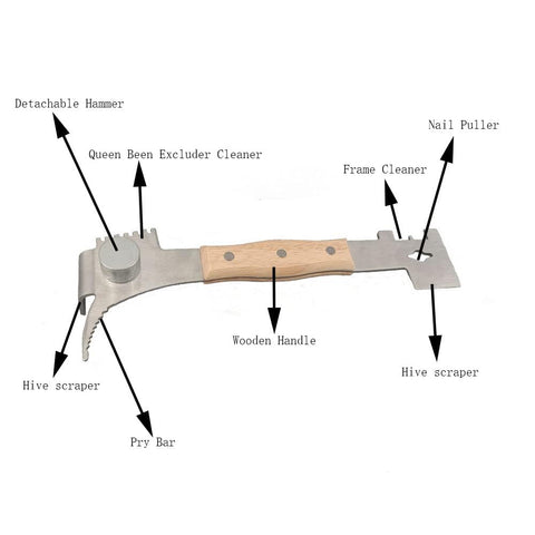 AukBeeFun hive tool frame lifter enables easy frame removal.