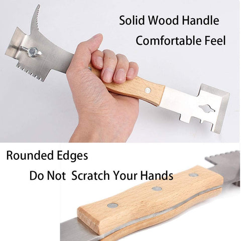 AukBeeFun wooden-handle hive tool offers comfortable grip during hive work.