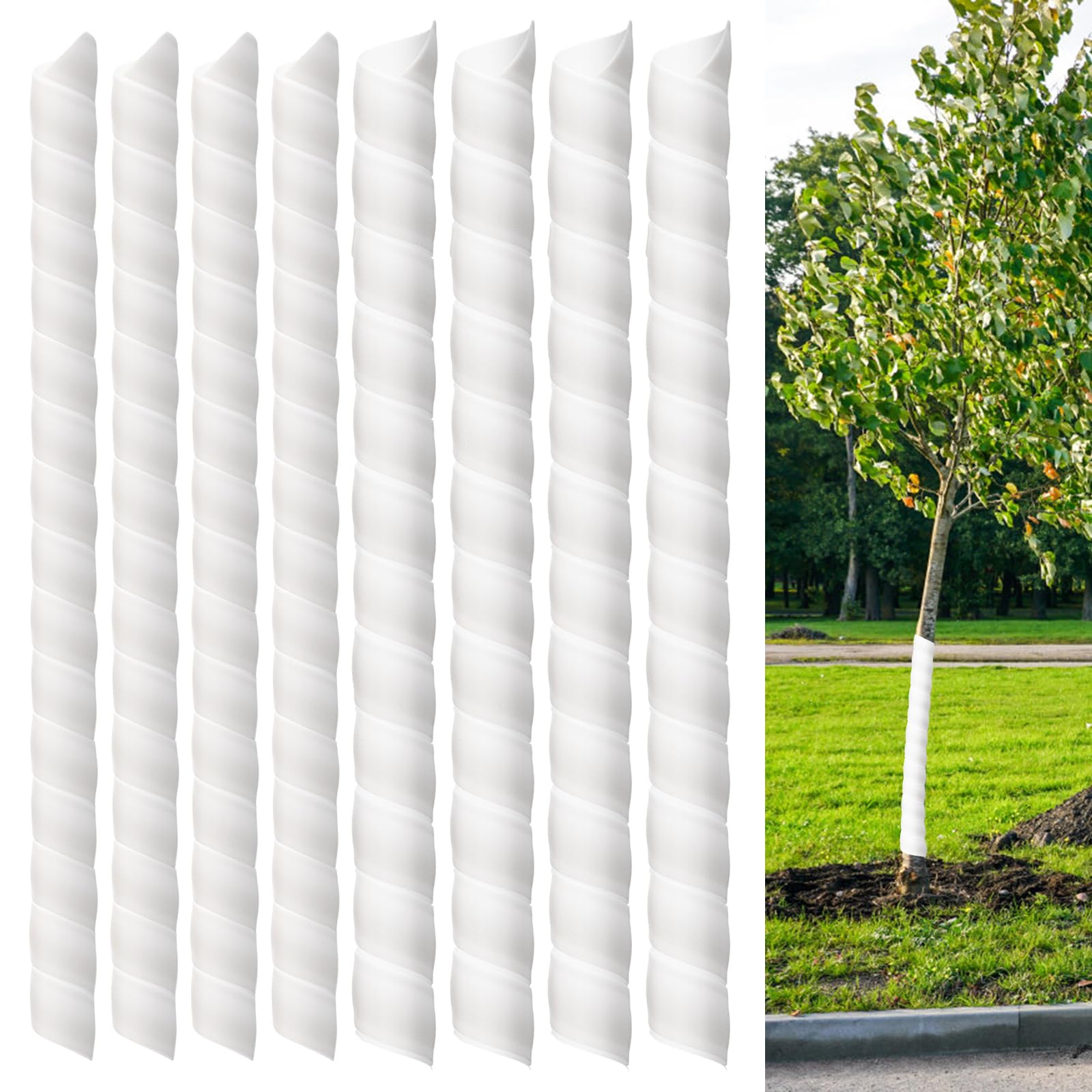Aukney 8-pack spiral tree trunk protectors ready to shield saplings