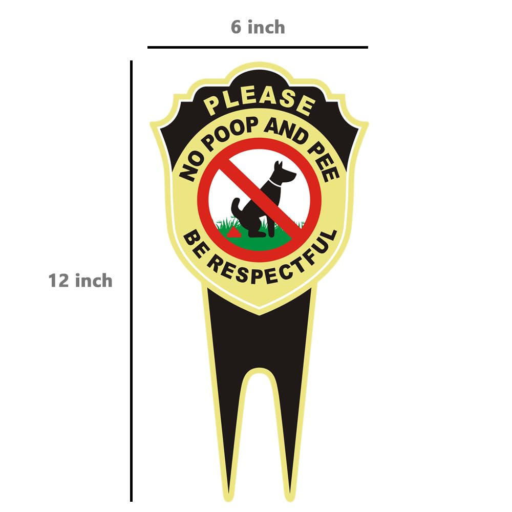 Aukstimes two-pack no dog poop signs back view for full visibility from all angles.