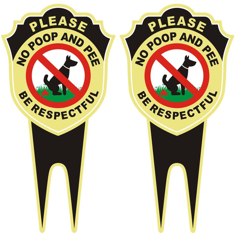 Aukstimes two-pack no dog poop signs front view enhances yard clarity and curb appeal.