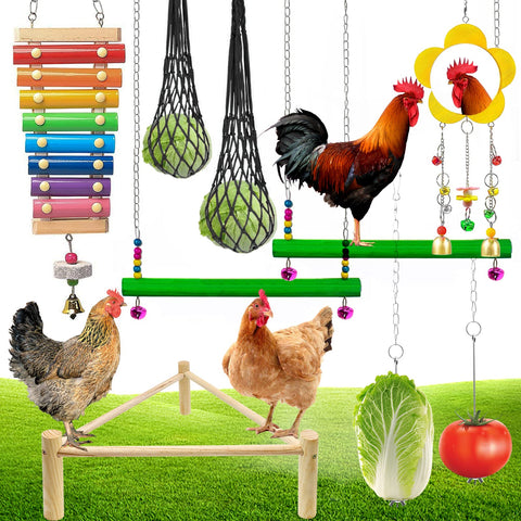 Auliand 9-pack chicken swing green with beads for coop enrichment and perching