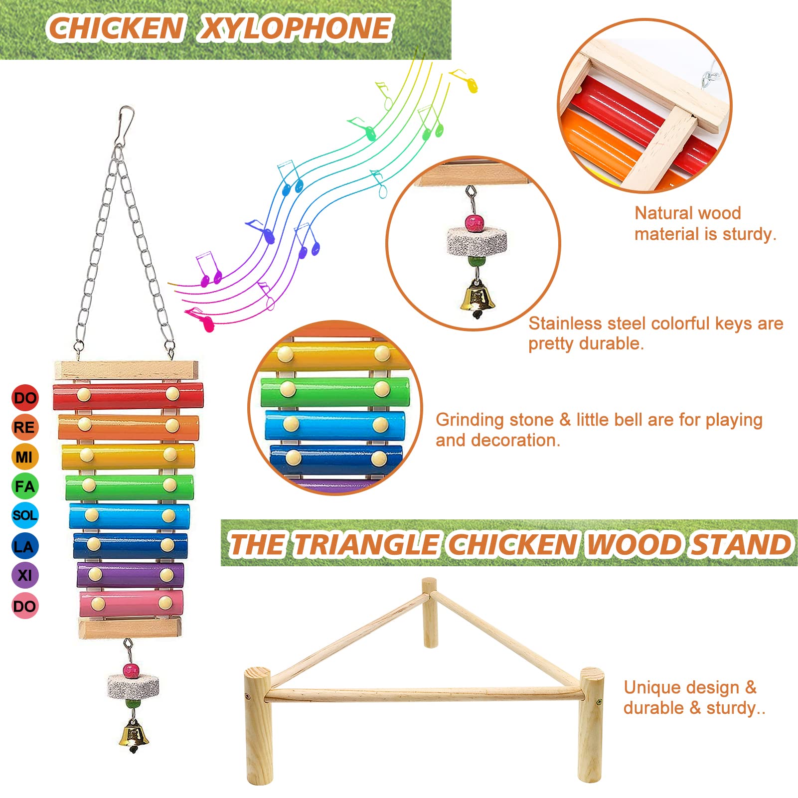 Auliand wooden chicken stand triangle supporting two birds