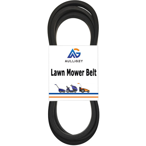Aulligey lawn mower drive belt close-up shows durable neoprene construction for longevity.