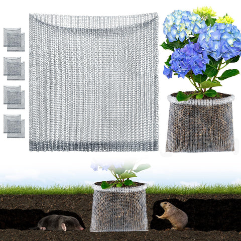 Aulock 5-gallon root protector basket in side view guarding roots from burrowing pests.