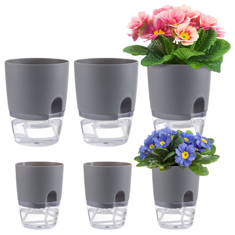 Aulock self-watering pot 4.1-inch gray with water reservoir supports stable indoor moisture.