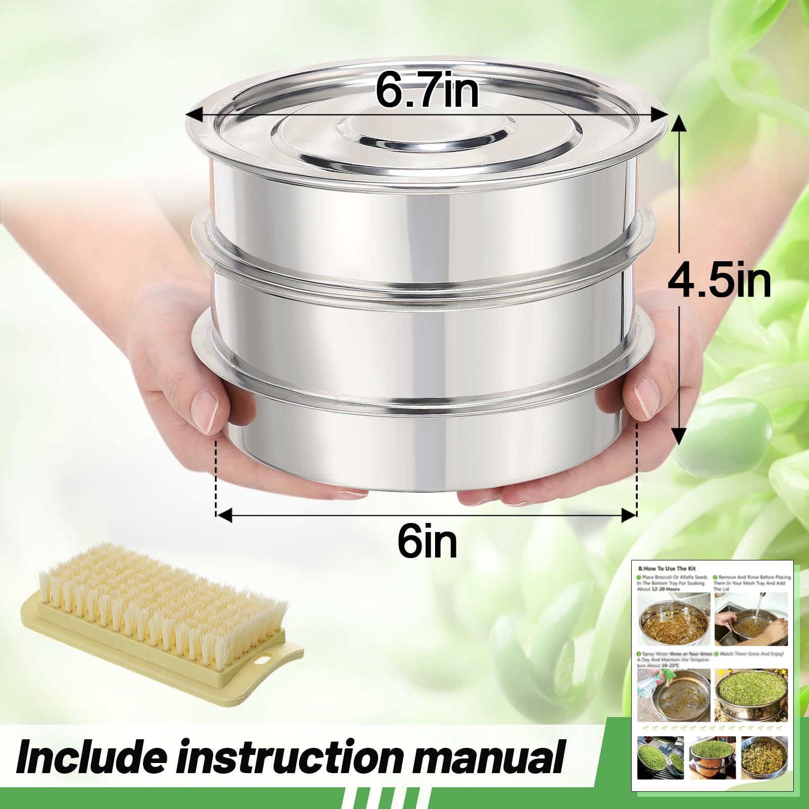 Aulock 6-inch diameter sprouting kit suitable for various seeds.