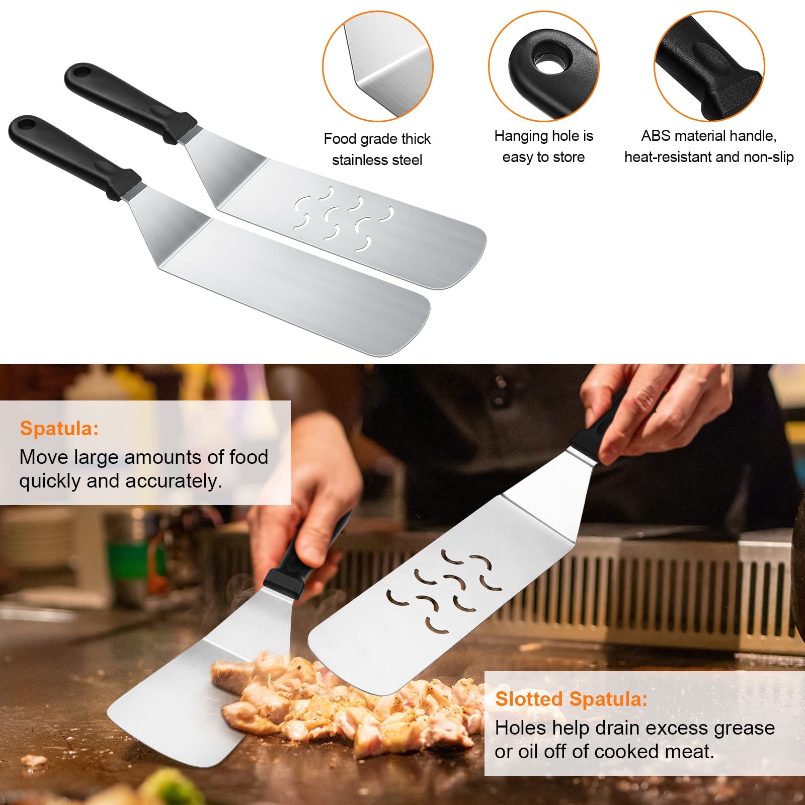 AULTONG beveled turner with bottle opener for sauce access during grilling.