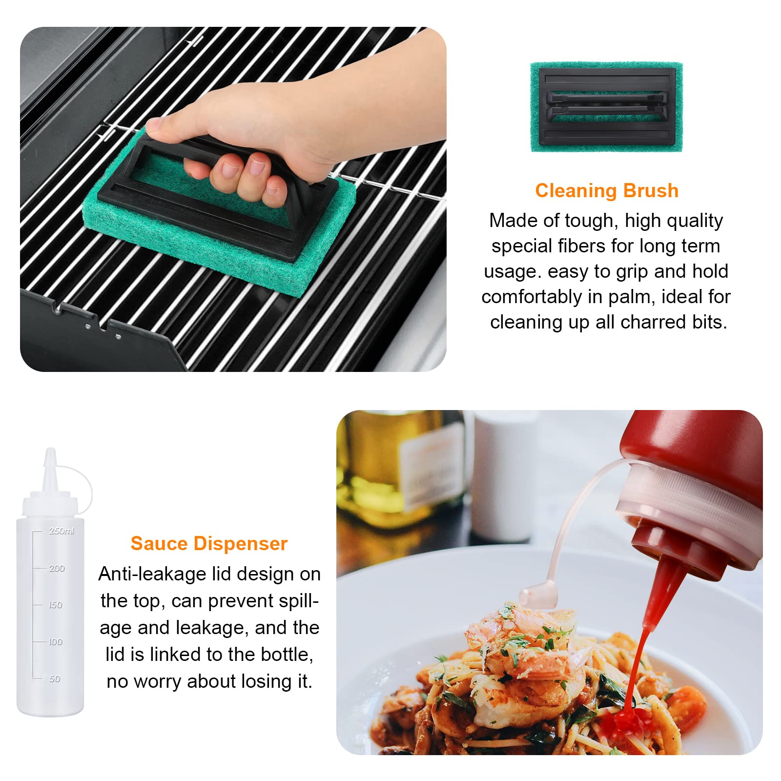 AULTONG griddle kit cleaning brush fibers for tough grime