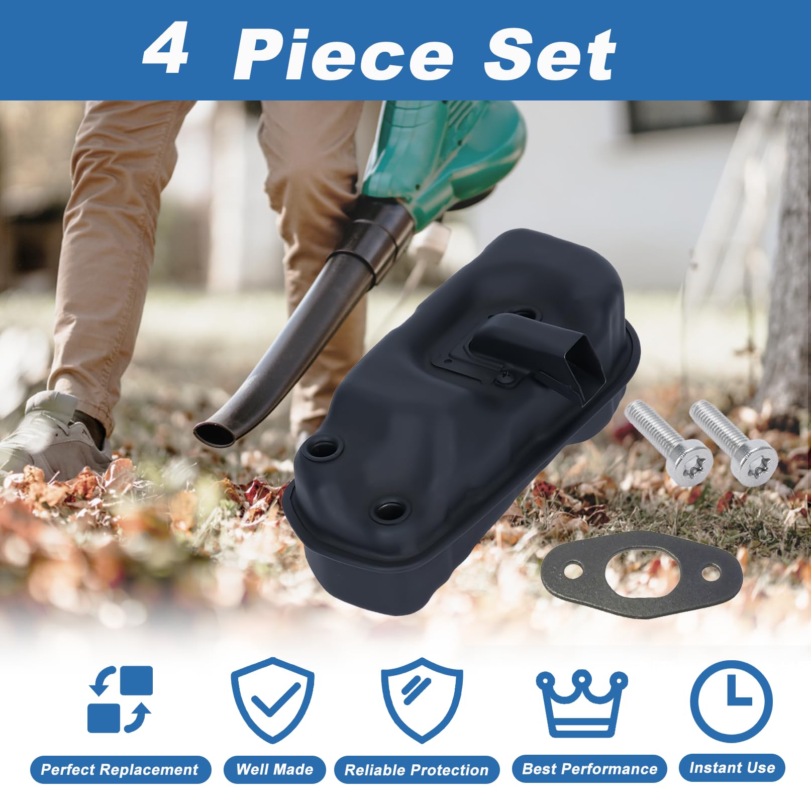 AUMEL OEM-replacement muffler label indicates compatibility and quality parts.