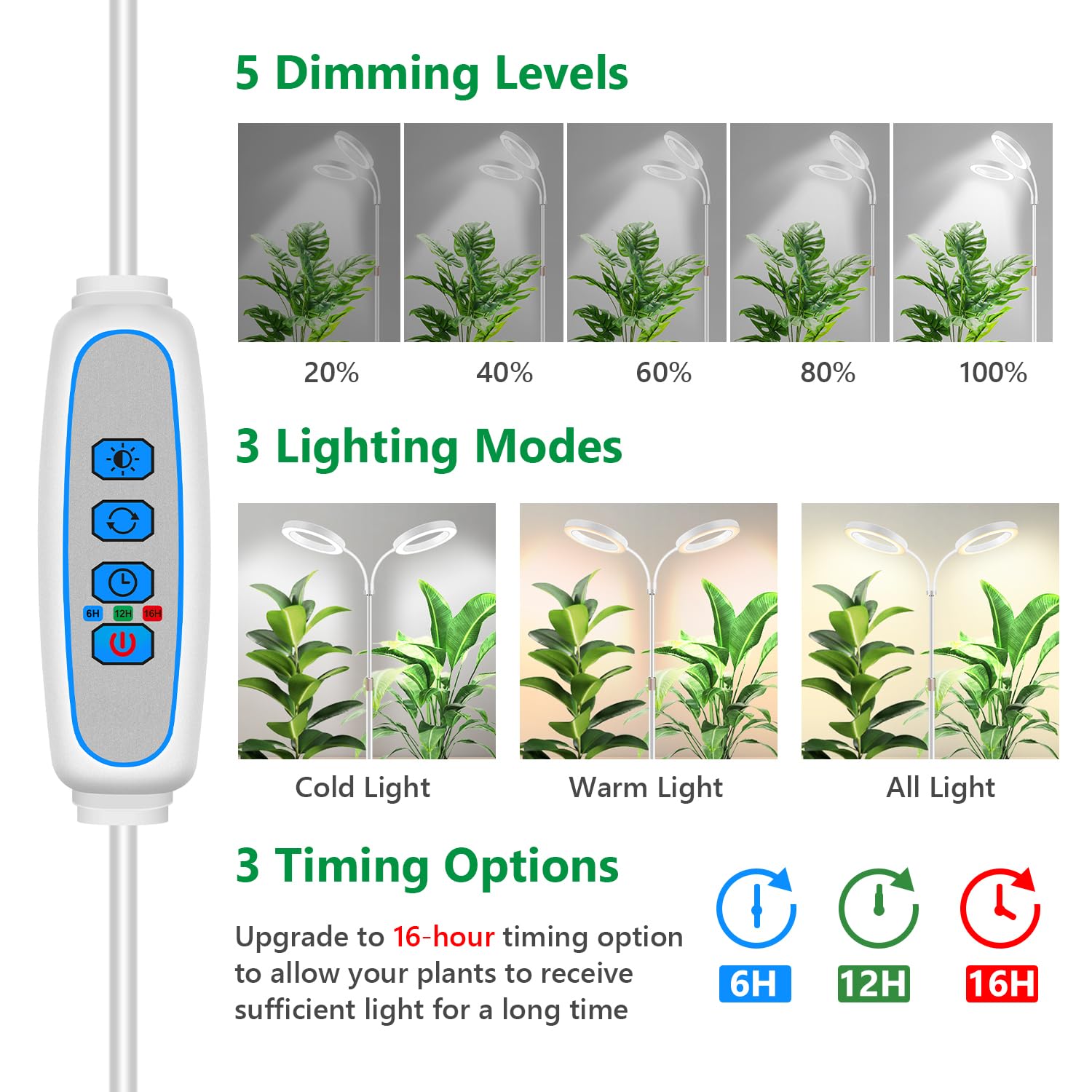 Aumtrly 68-inch adjustable stand keeps tall plants lit.