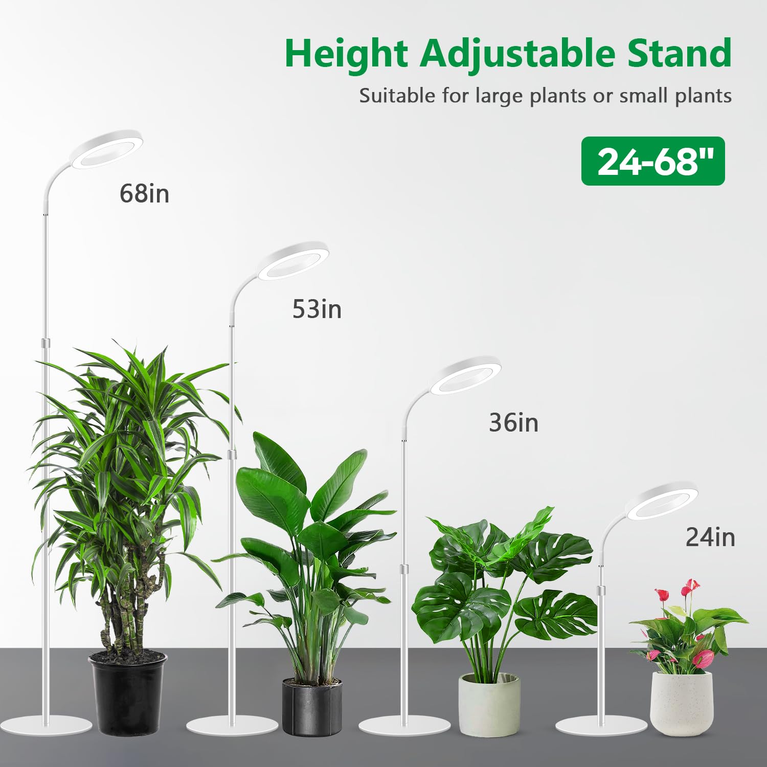 Aumtrly floor grow light with a 16-hour timer reduces manual light management.