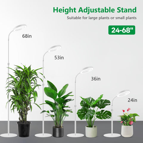 Aumtrly floor grow light with a 16-hour timer reduces manual light management.