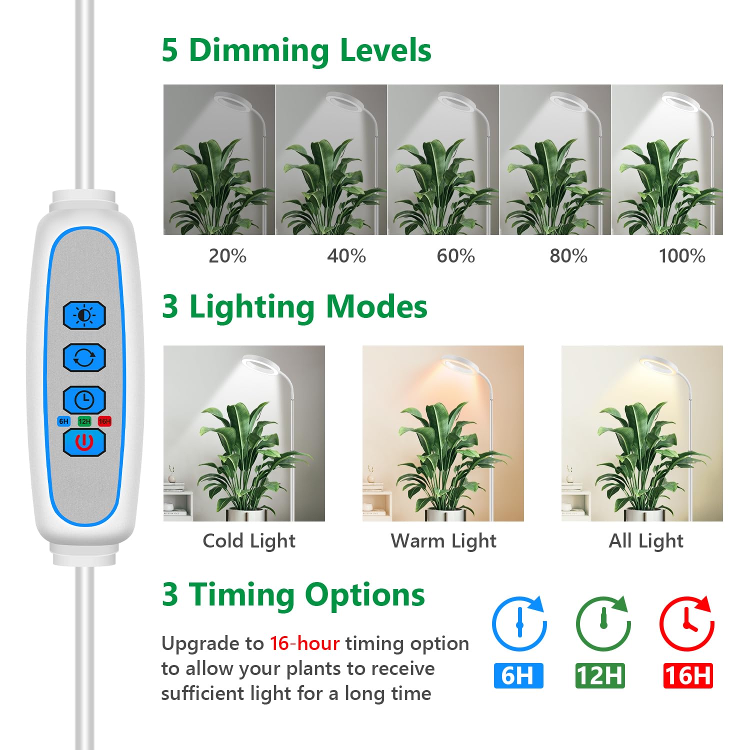 Aumtrly floor grow light full-spectrum layout supports seedling and growth stages with balanced light.