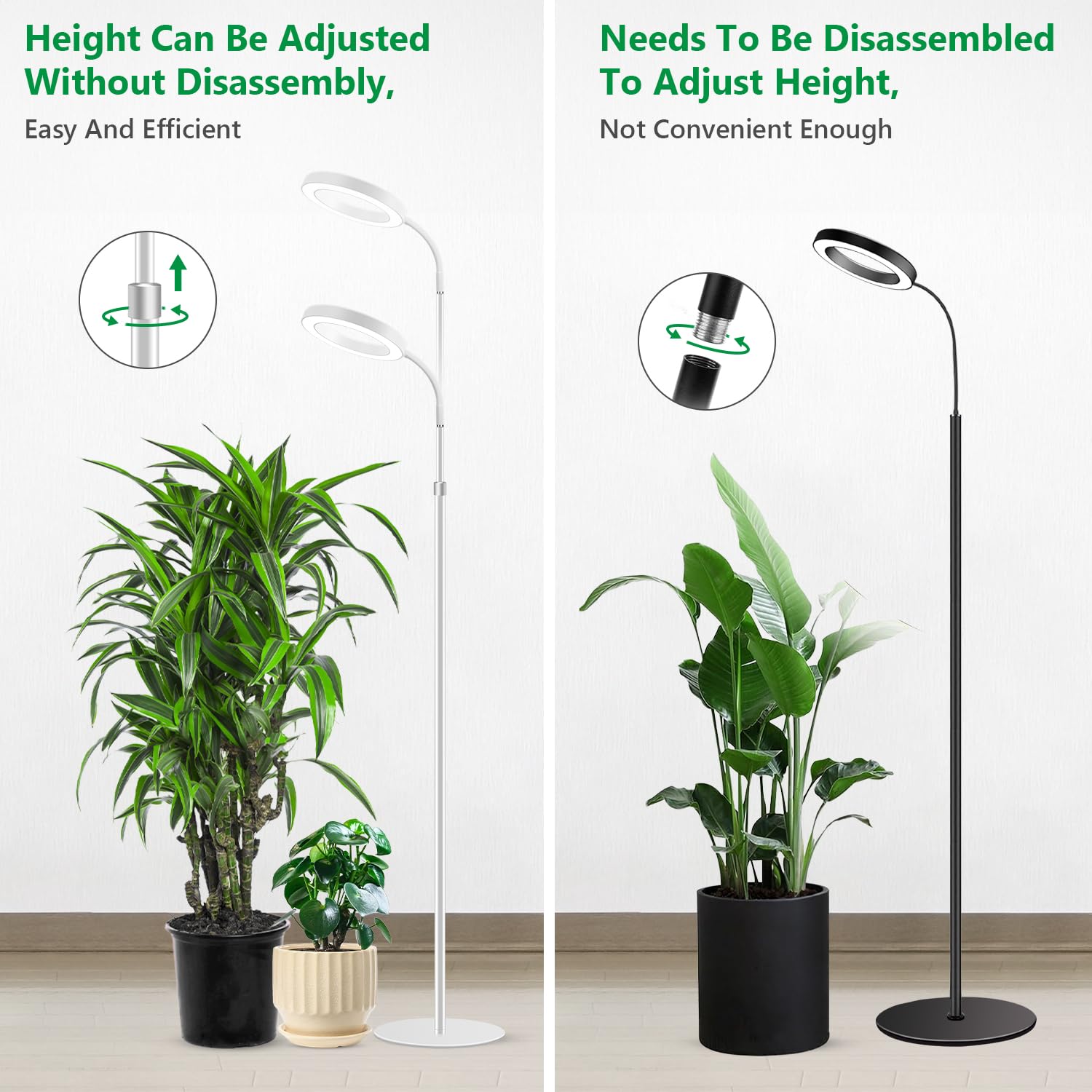White Aumtrly design blends into home decor while delivering plant-friendly light.