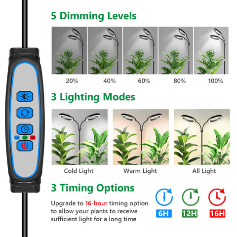 Aumtrly floor lamp with 68-inch adjustable stand reaches tall plants.