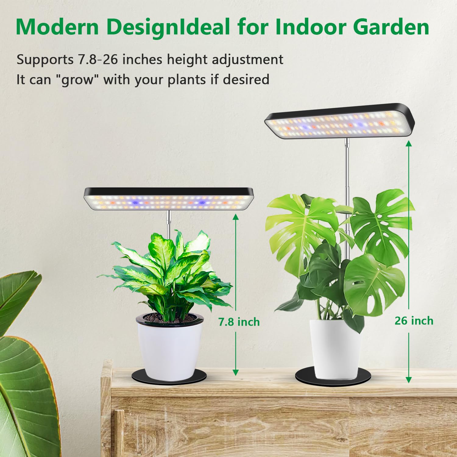 Aumtrly Grow Light modes-dimming demonstrates 3 lighting modes with 5 brightness levels.
