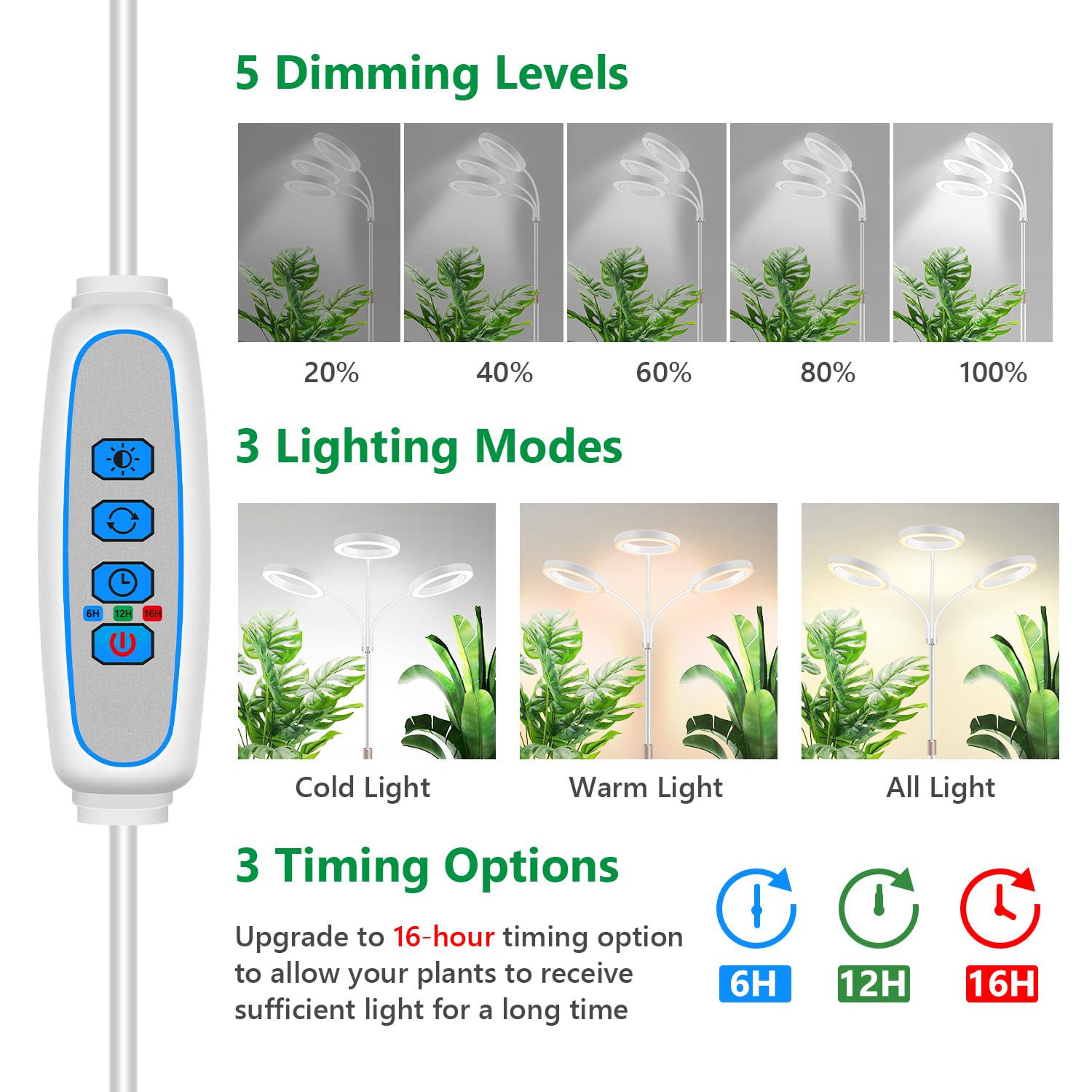 Aumtrly 68-inch adjustable stand enabling tall plant illumination.