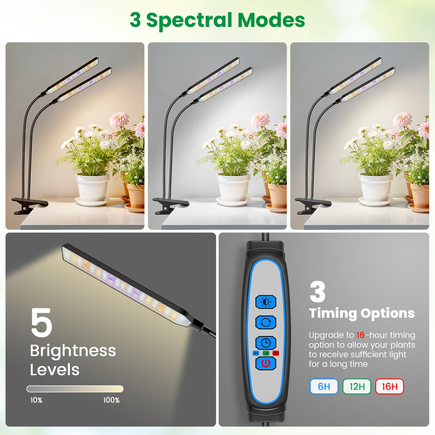Aumtrly Grow Lights gooseneck adjustable design directs light precisely