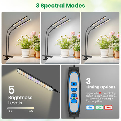 Aumtrly Grow Lights gooseneck adjustable design directs light precisely