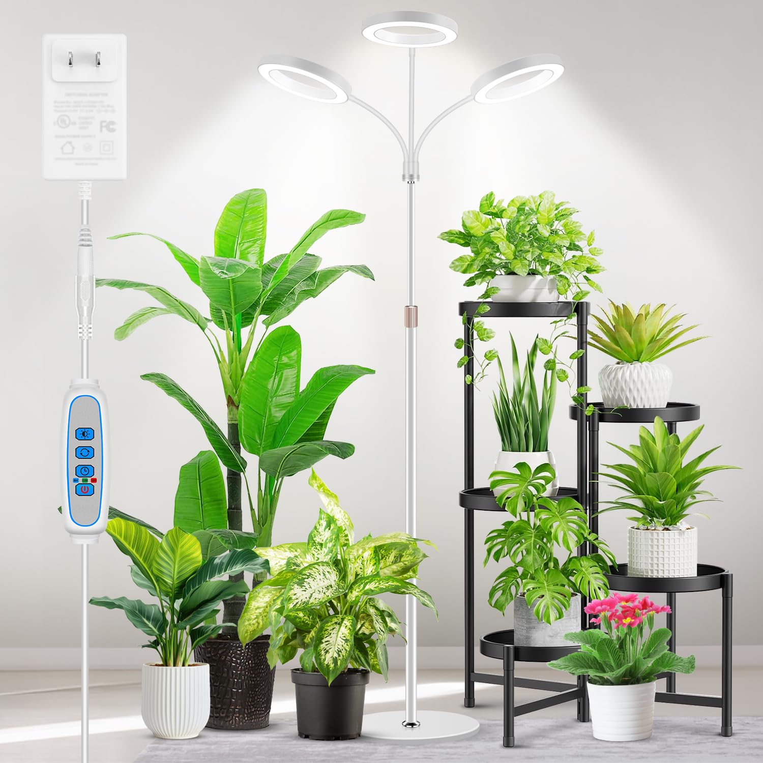 Aumtrly three-head full-spectrum grow light for indoor plant coverage.