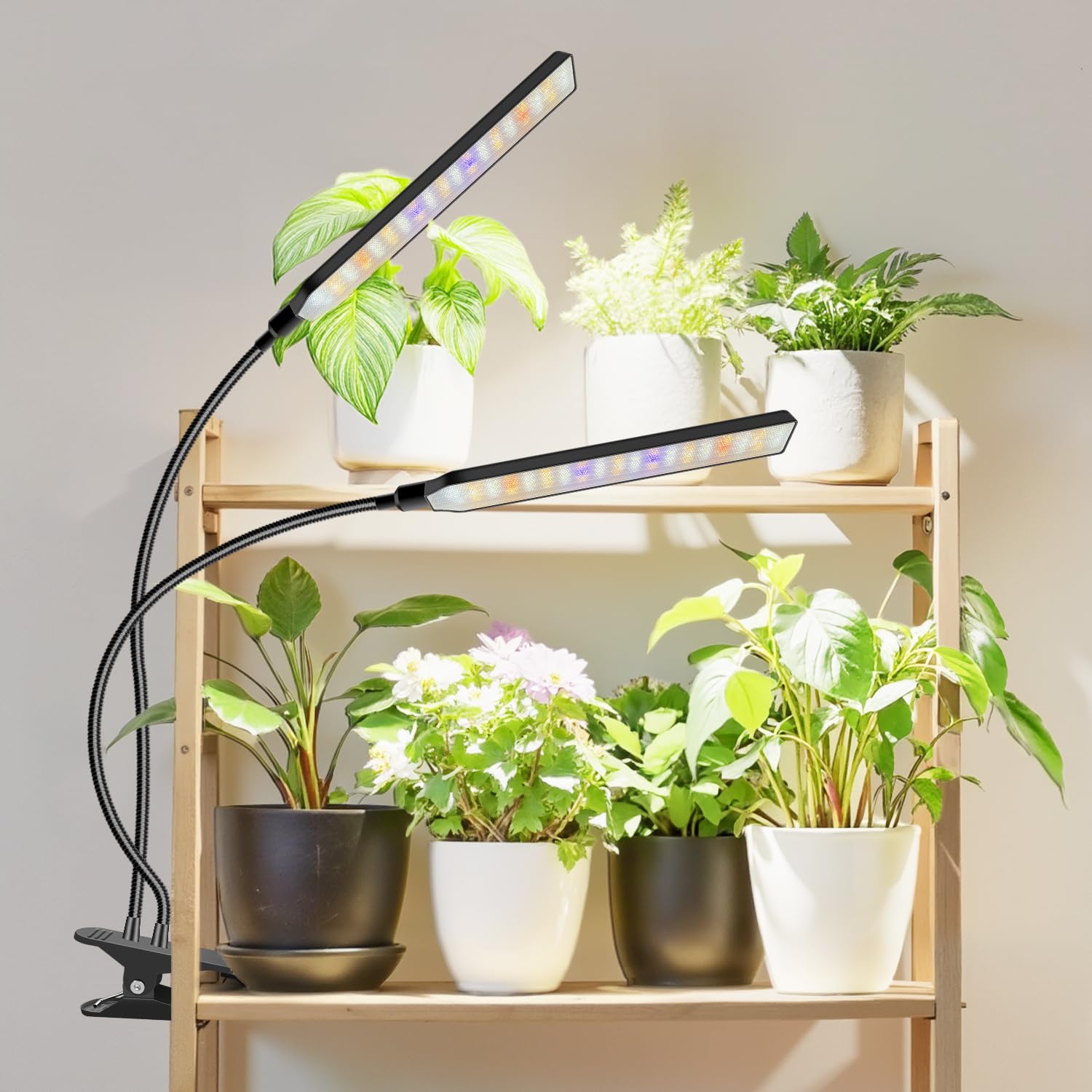 Aumtrly Grow Lights two-head clip-on for versatile plant illumination on desks