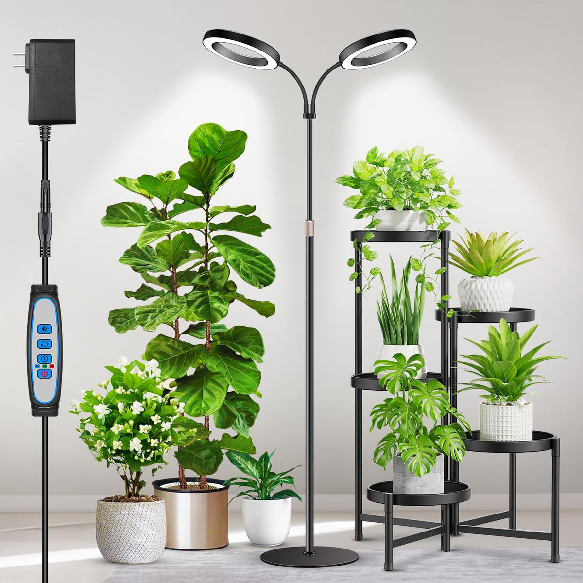 Aumtrly large plant light with two-head design for even coverage.