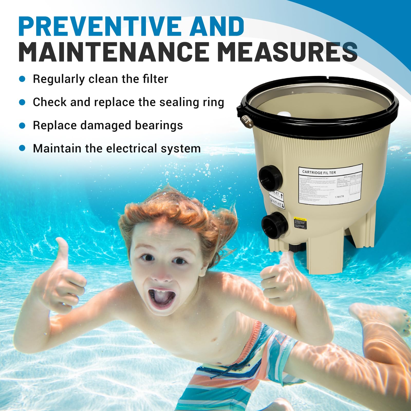 Aumzong bottom-assembly durable material enhances long-lasting pool filtration and reliability.