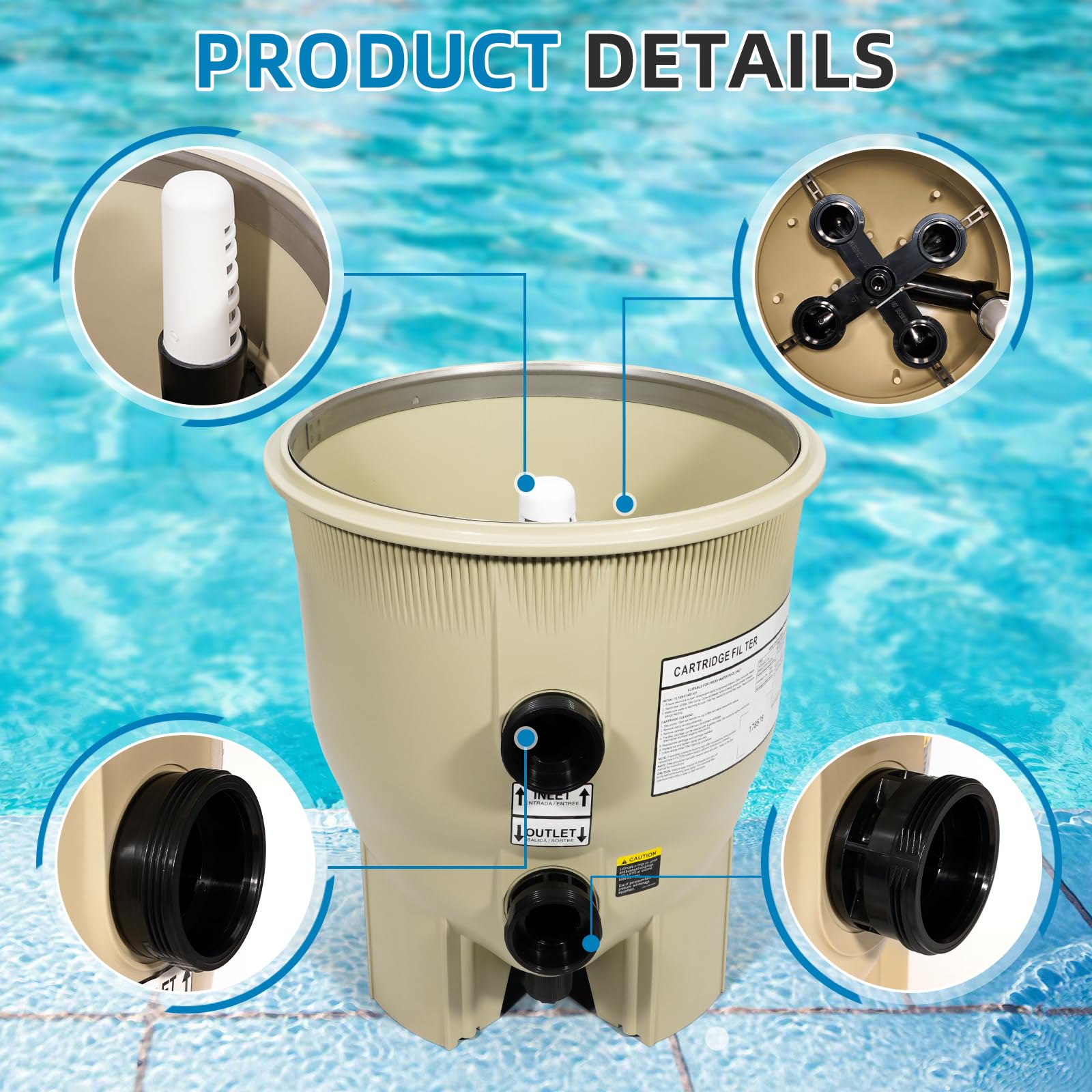 Aumzong filter tank bottom assembly for Pentair CCP420 provides solid support under pressure.