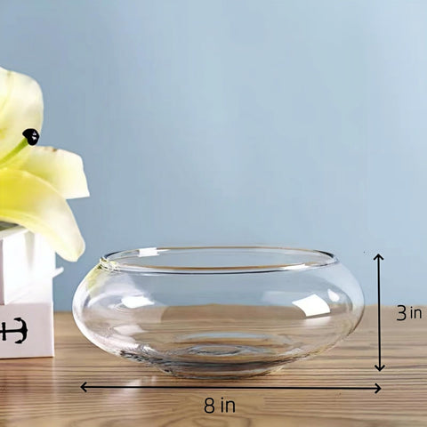 Clear glass water plant bowl by Aunosit emphasizes easy viewing of water and plants