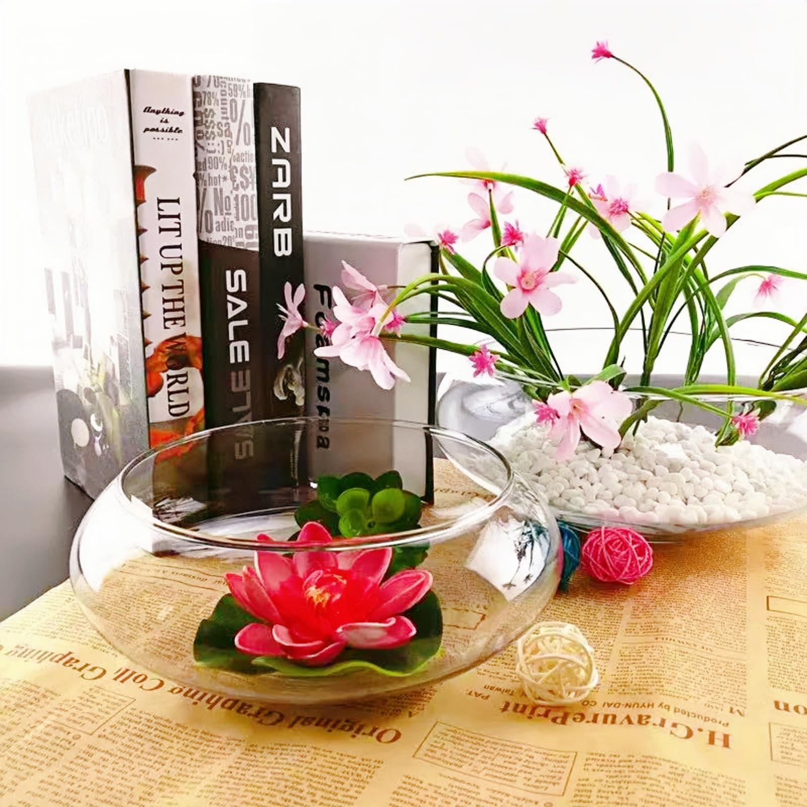 Visible water level in the Aunosit glass lotus bowl aids moisture checks