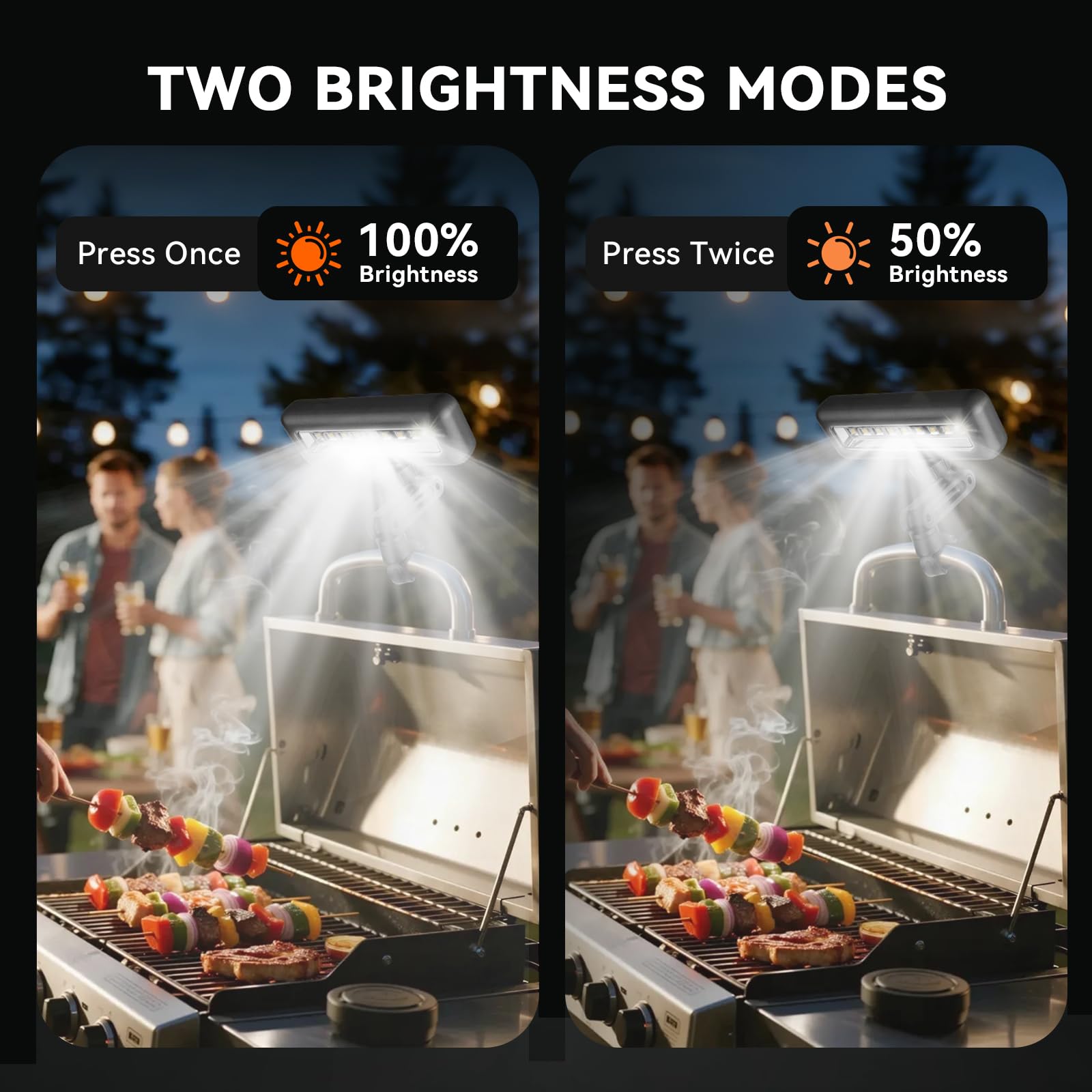 AuntyFey COB LED grill light delivering bright illumination for evening cooking