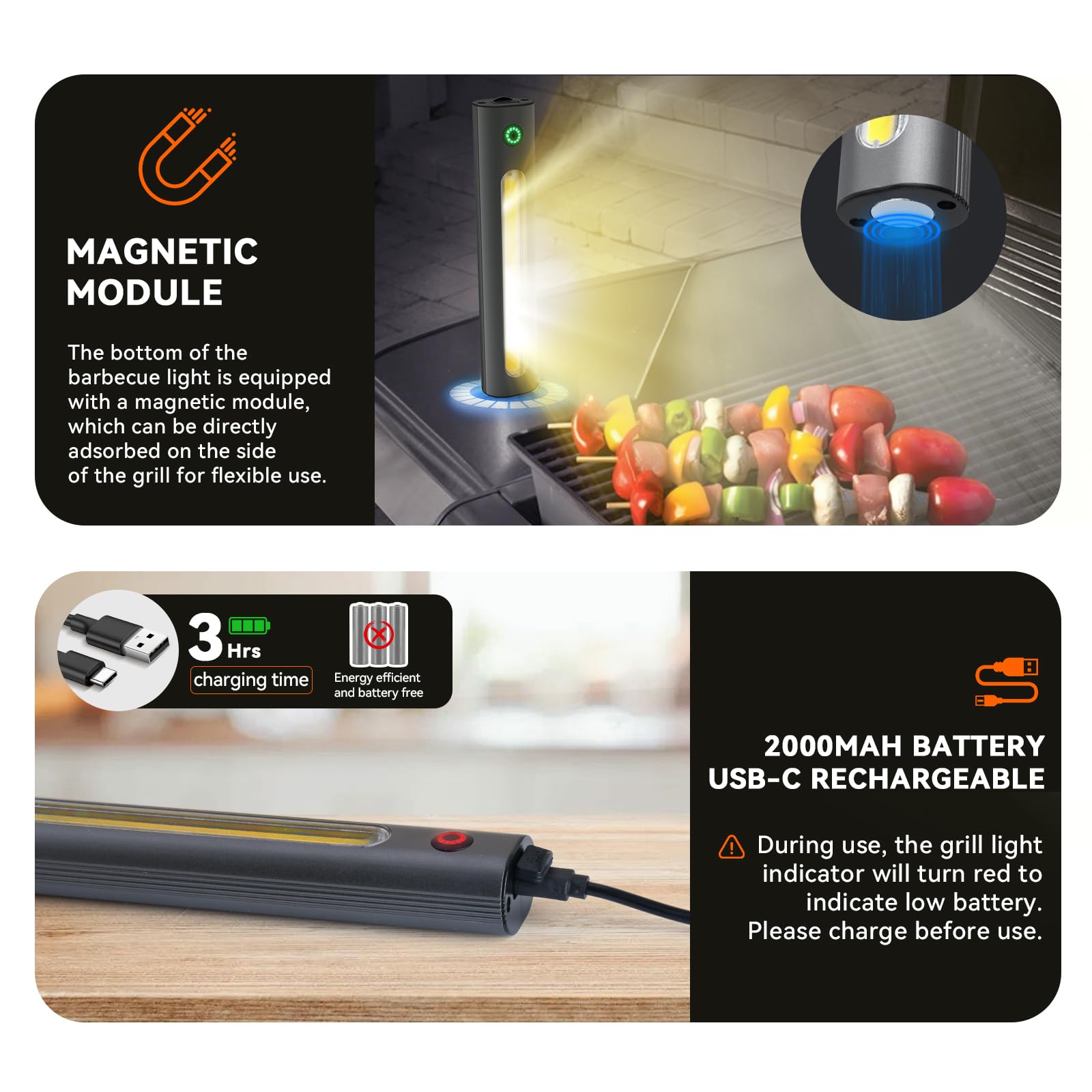 AuntyFey COB LED light provides bright coverage on dark grilling surfaces