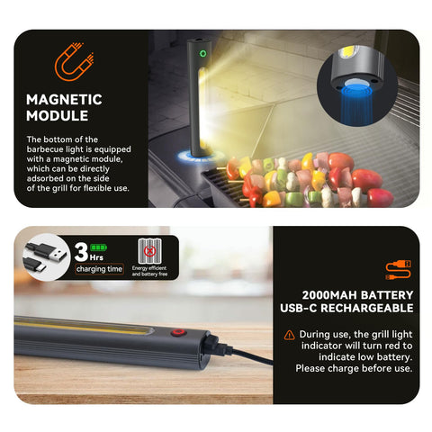 AuntyFey COB LED light provides bright coverage on dark grilling surfaces