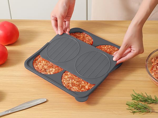 AUOON divider insert keeps patties neat and stackable in the freezer.