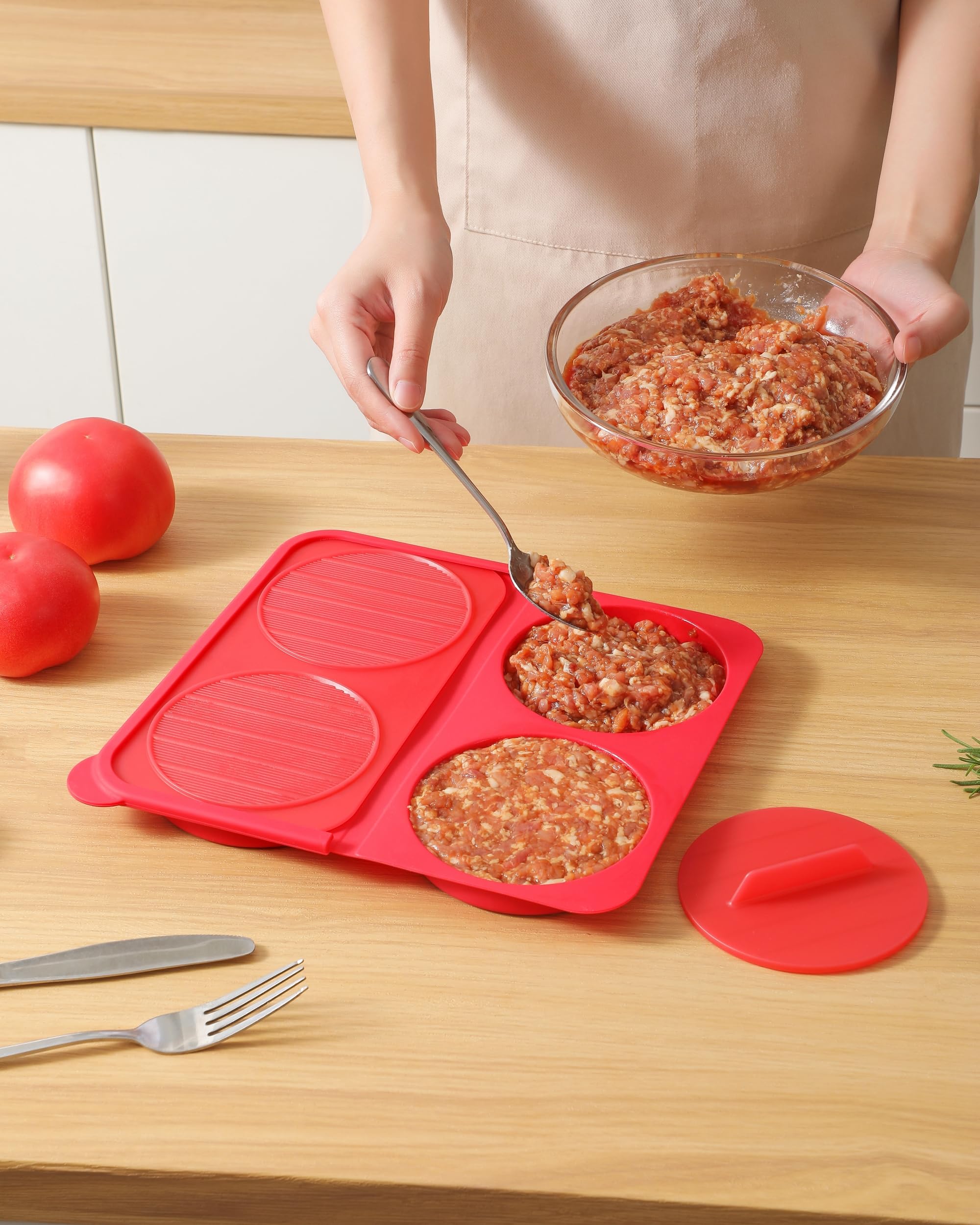 AUOON silicone burger press with non-stick surface for easy patty release