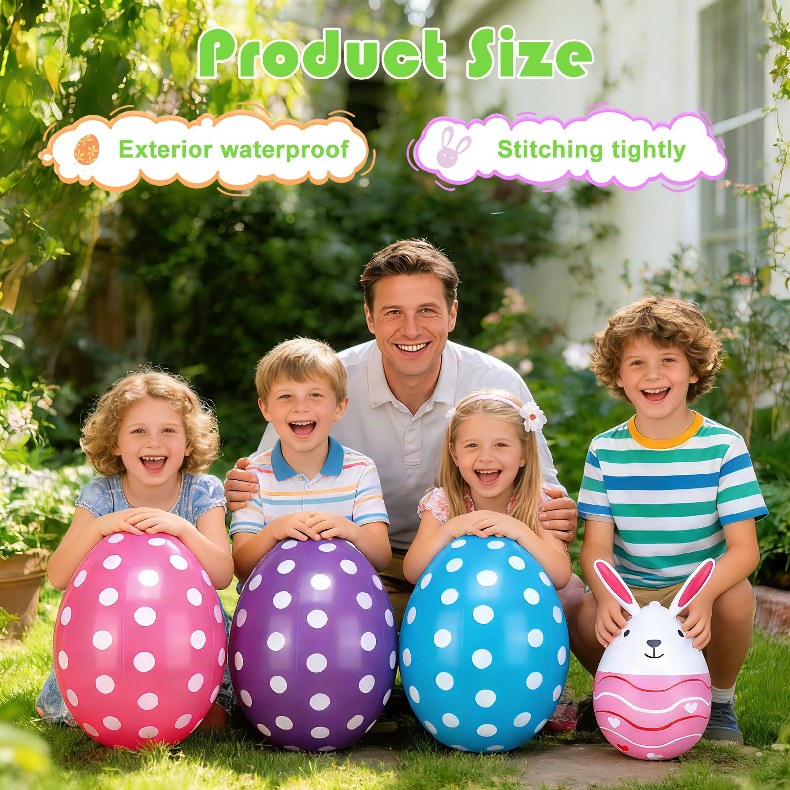 Aupauter colorful Easter eggs and bunnies set for outdoor celebrations.