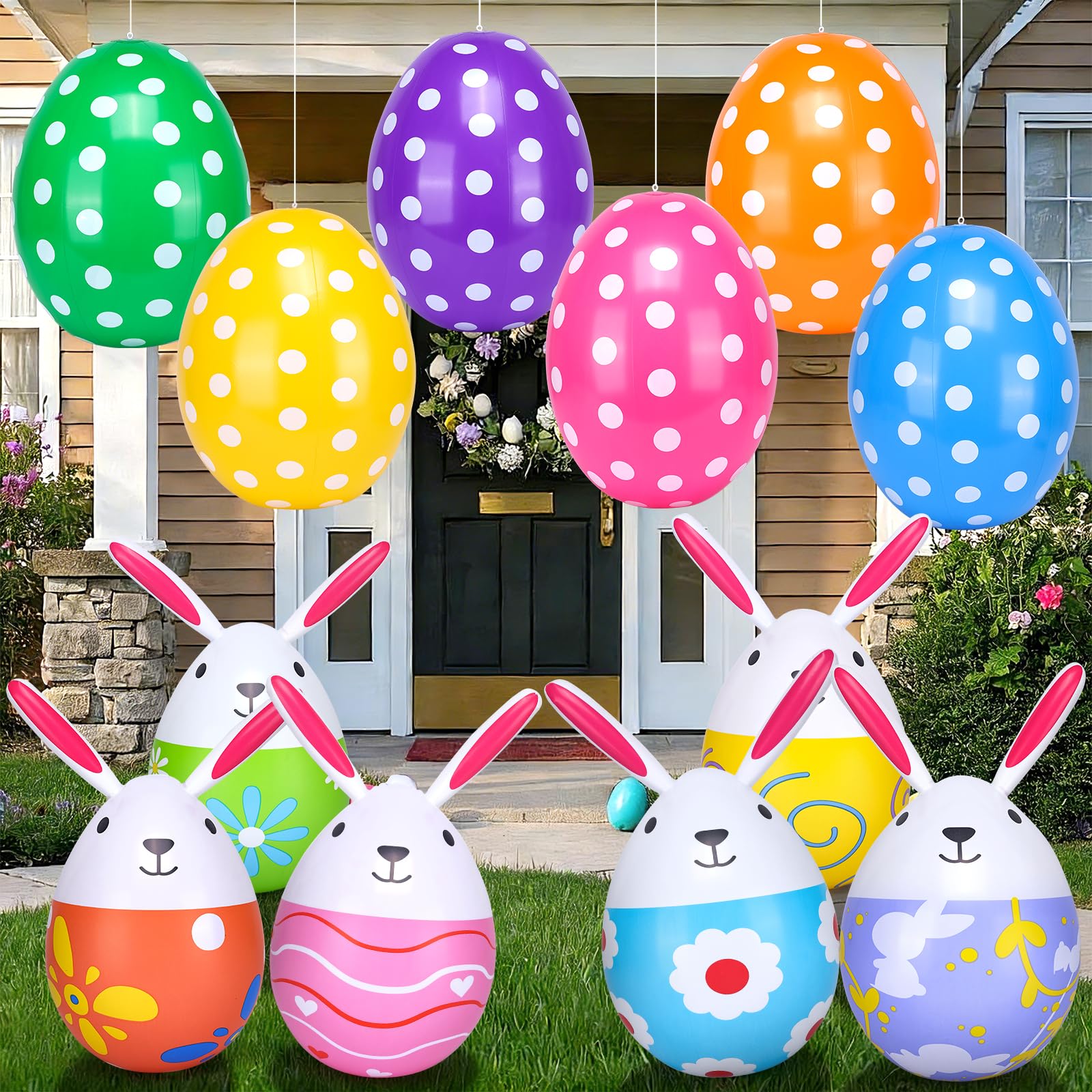 Aupauter 20-inch Easter egg inflatable for vibrant yard displays.