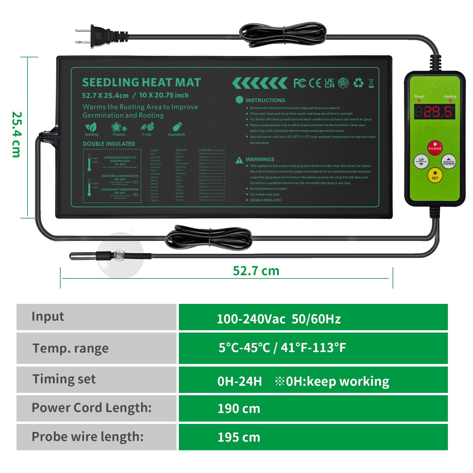AUPETEK digital thermostat display shows set temperature in Fahrenheit or Celsius.