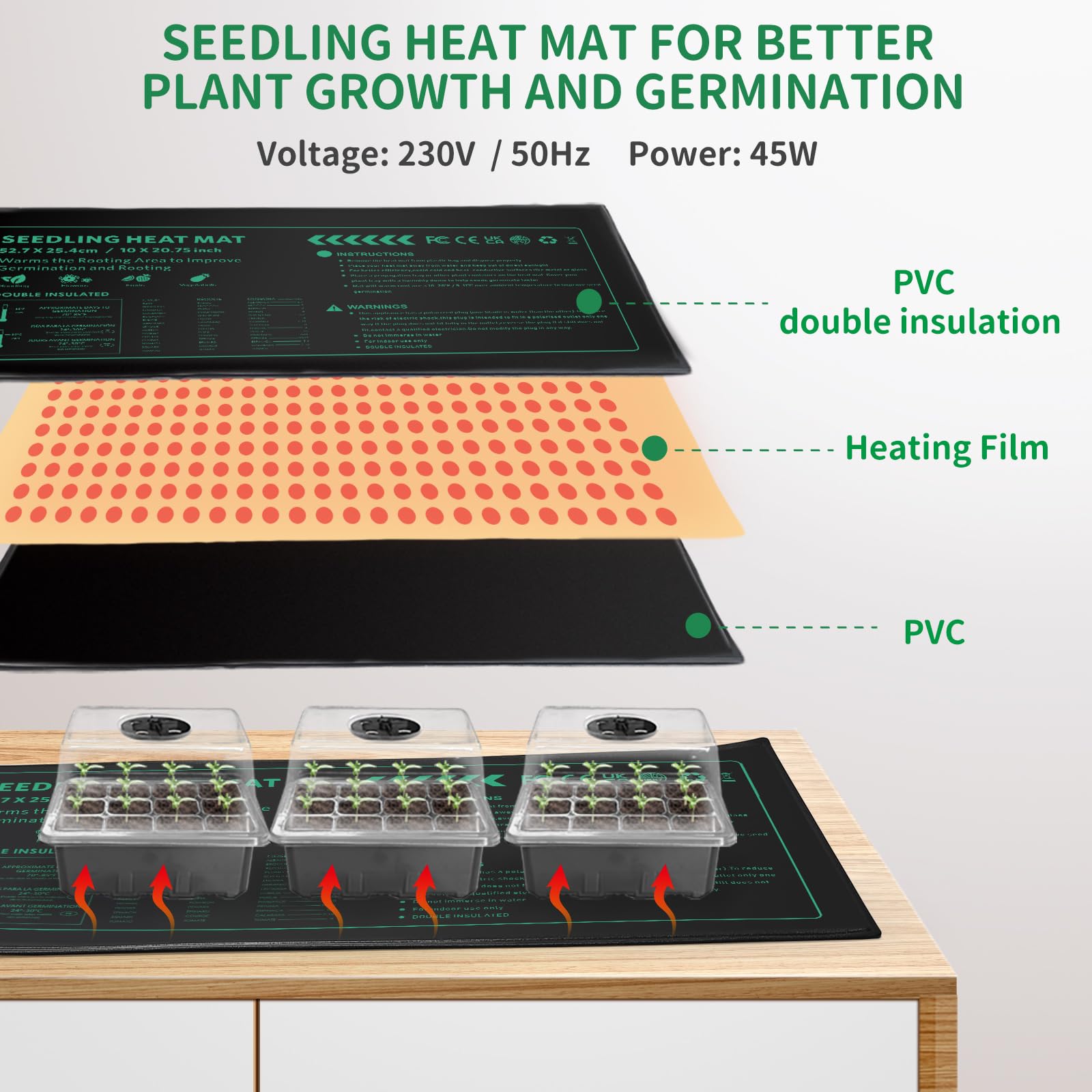 AUPETEK full-spectrum LED grow light supports healthy indoor seedling growth.