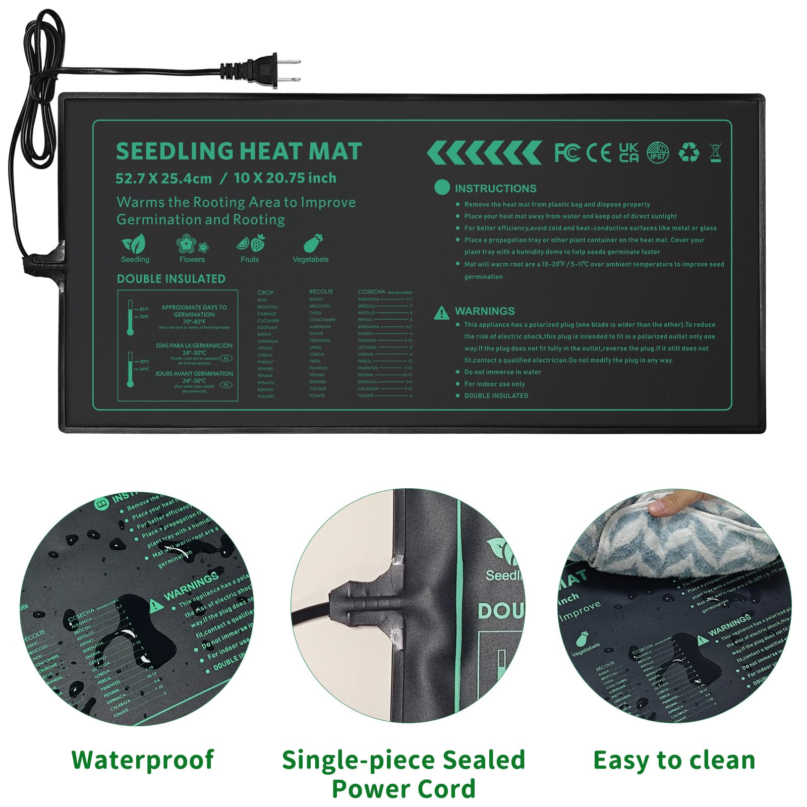 AUPETEK heating mat on a greenhouse bench supports steady root warmth and growth.