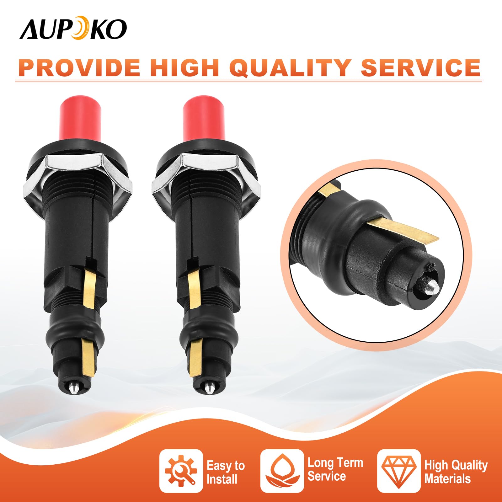 Aupoko Piezo igniter requires no batteries; simply press to spark.