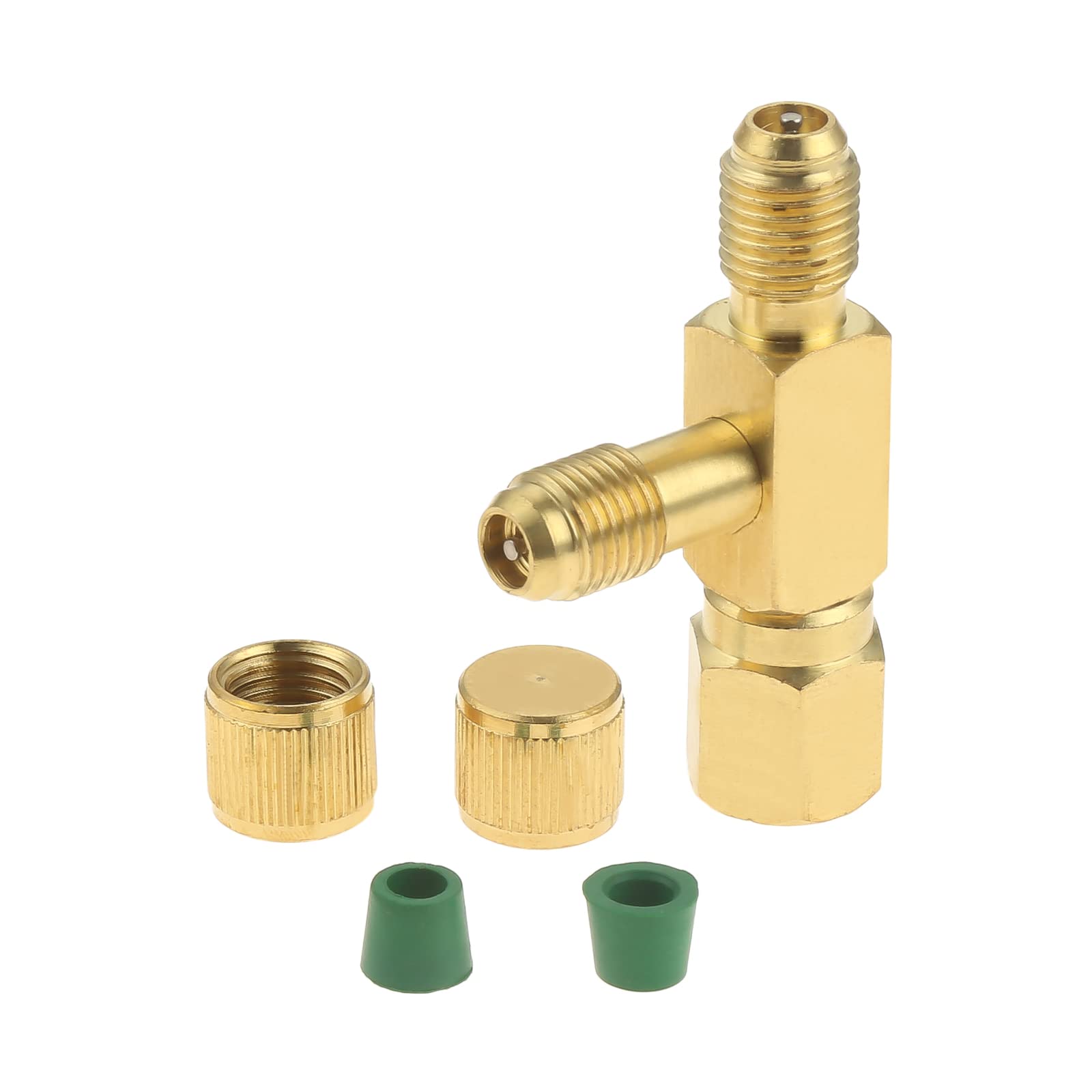Aupoko quick coupler access tee with 1/4-inch male flare for precise vacuum gauge hookup.