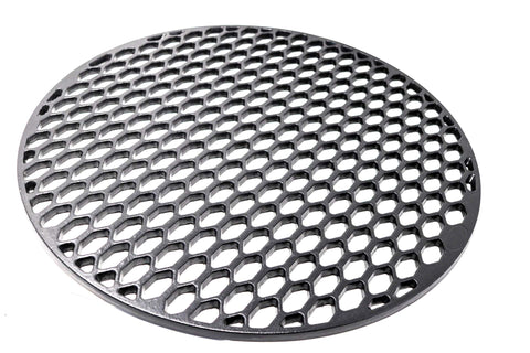 Aura outdoor products cast iron grill grate delivers bold sear marks on burgers.