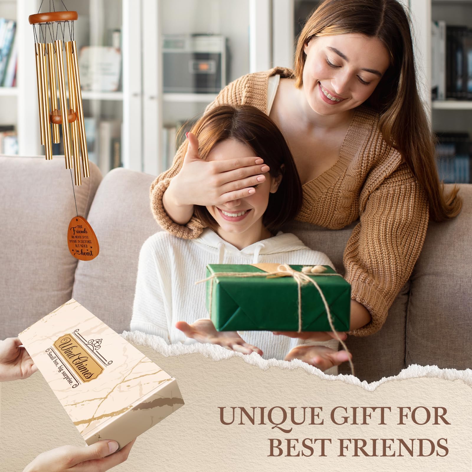 Aurahouse wind chime highlights durable aluminum and pine wood for lasting gifts